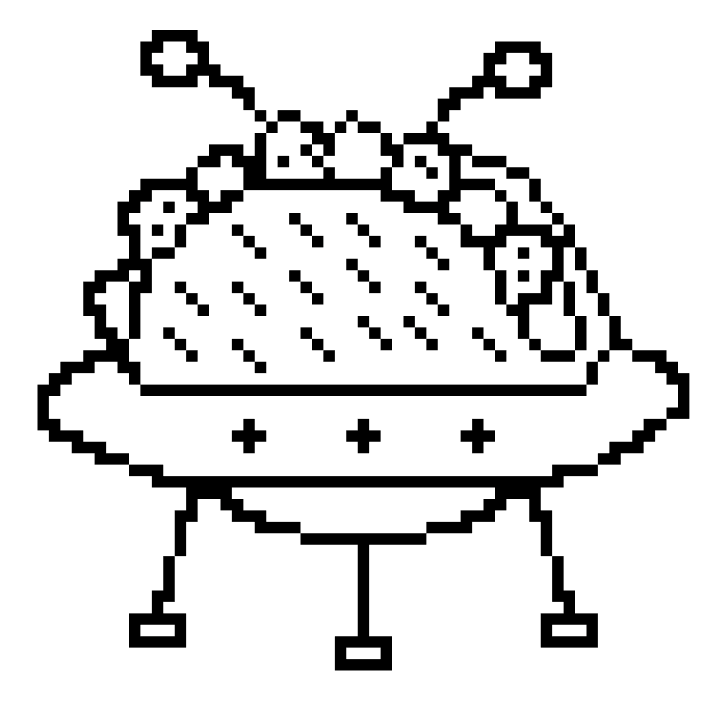 8-bit pixelated spaceship