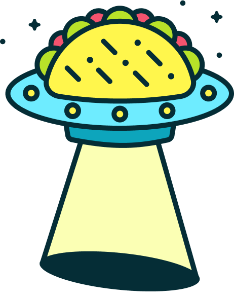 hovering animation of a taco ufo